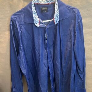 Buffalo David Bitton Navy Shirt with Floral Collar